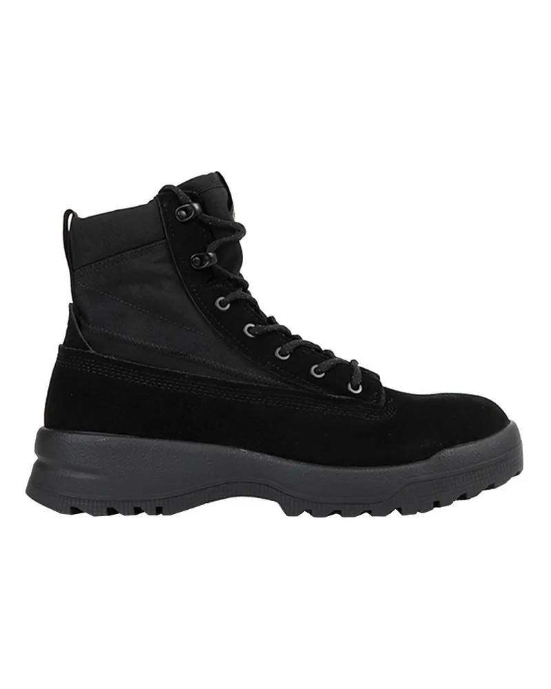 Stone Island S100020 Canvas Suede Ankle Boots Black