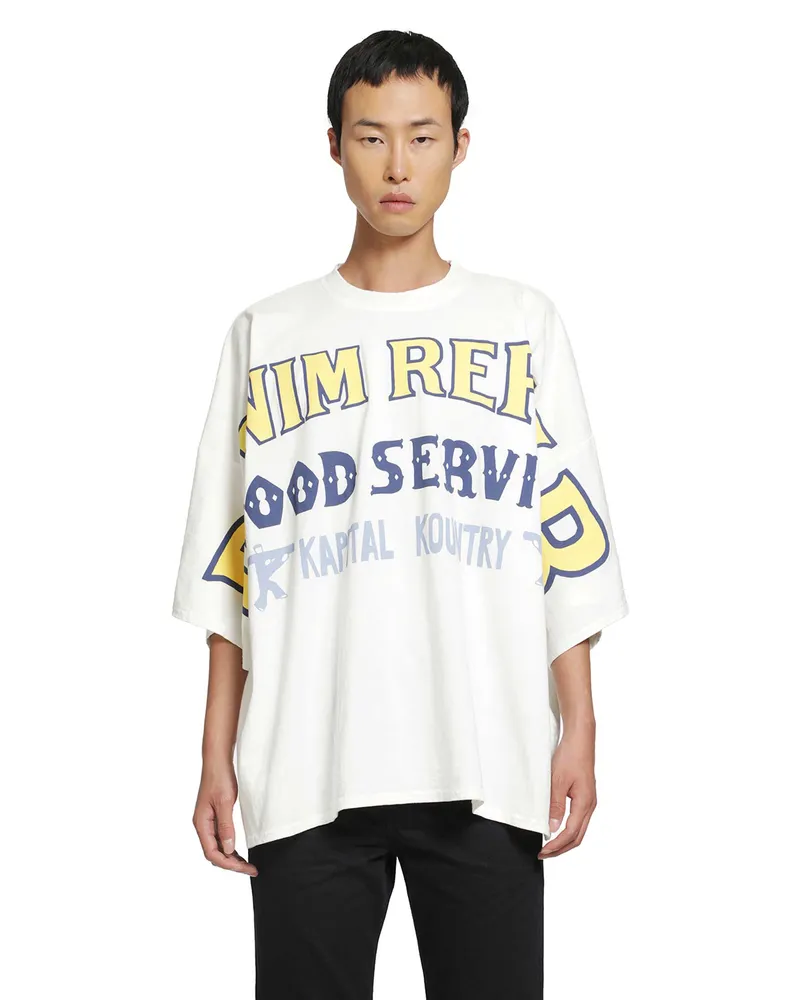 KAPITAL 18.5 /Jersey Huge Denim Repair T-Shirt White
