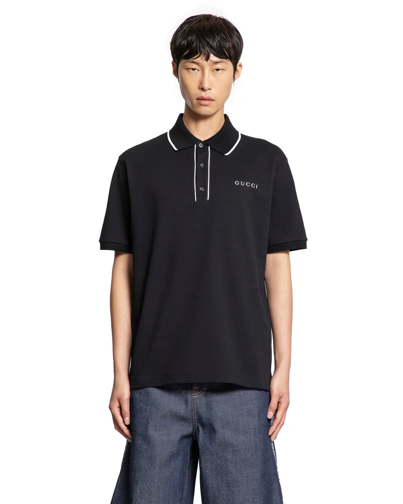 Gucci Cotton Piqué Polo Shirt Black&white
