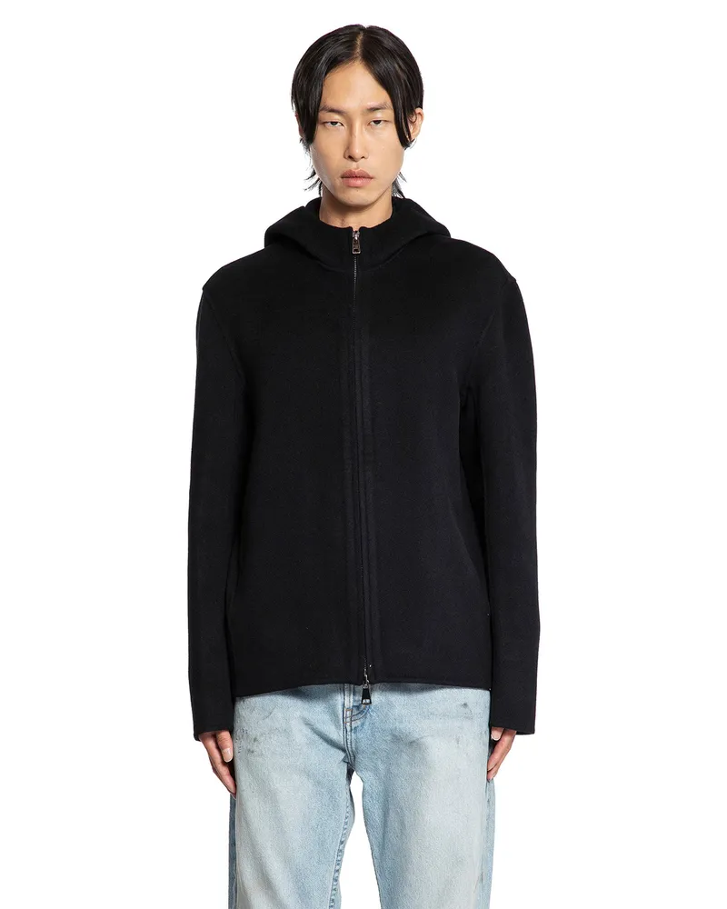 Giorgio Brato Wool Cashmere Felt Hooded Jacket Black