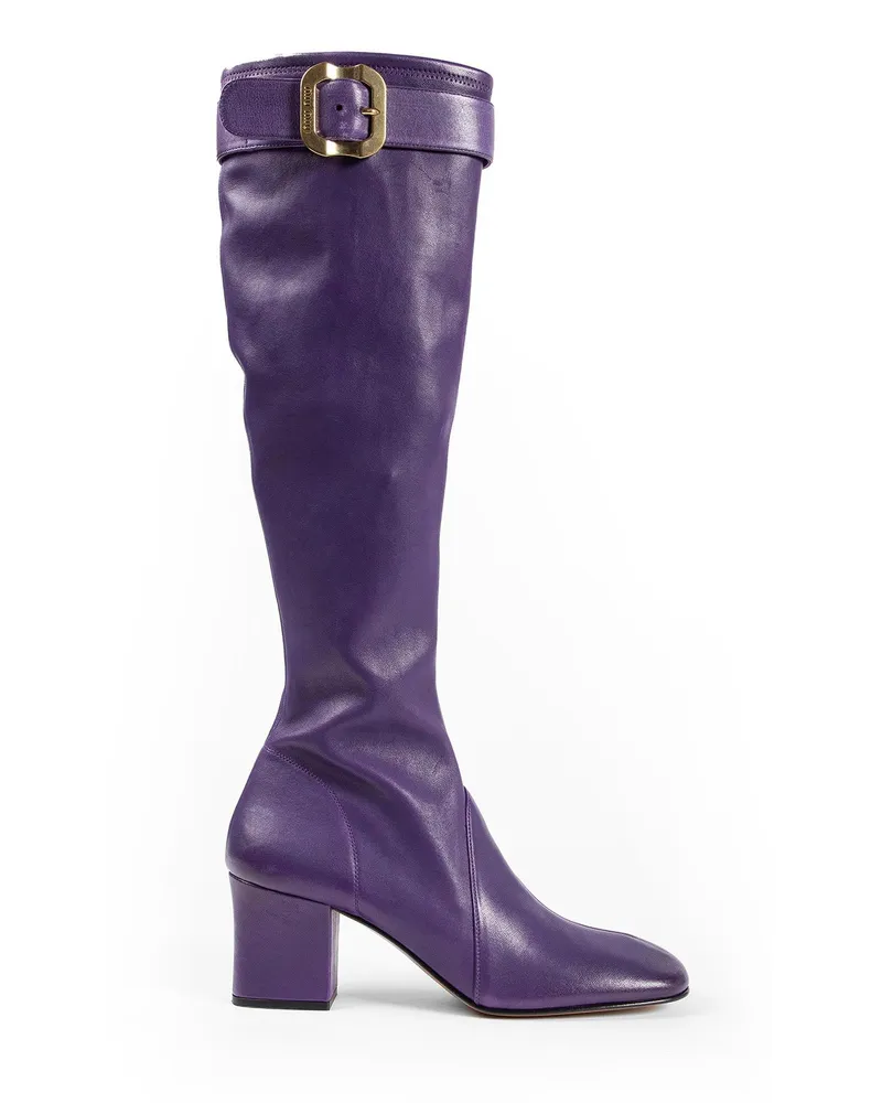 Miu Miu Nappa Leather Boots with Buckle Purple