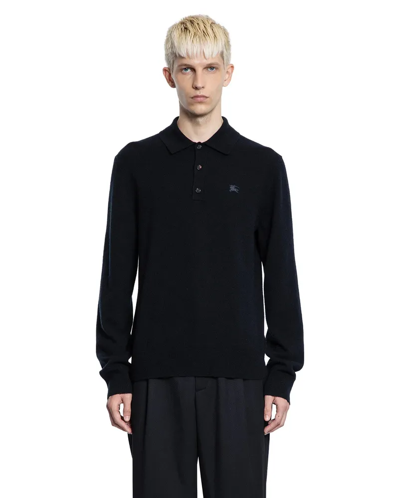 Burberry Long-sleeve Cashmere Blend Polo Shirt Black