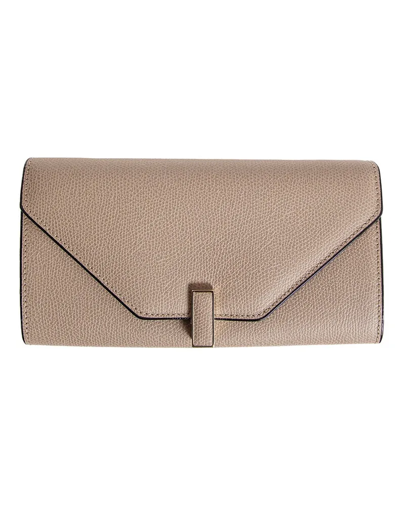 Valextra Iside Continental Purse with Chain Beige
