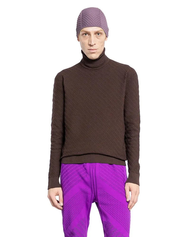 Prada Jacquard knit sweater Brown