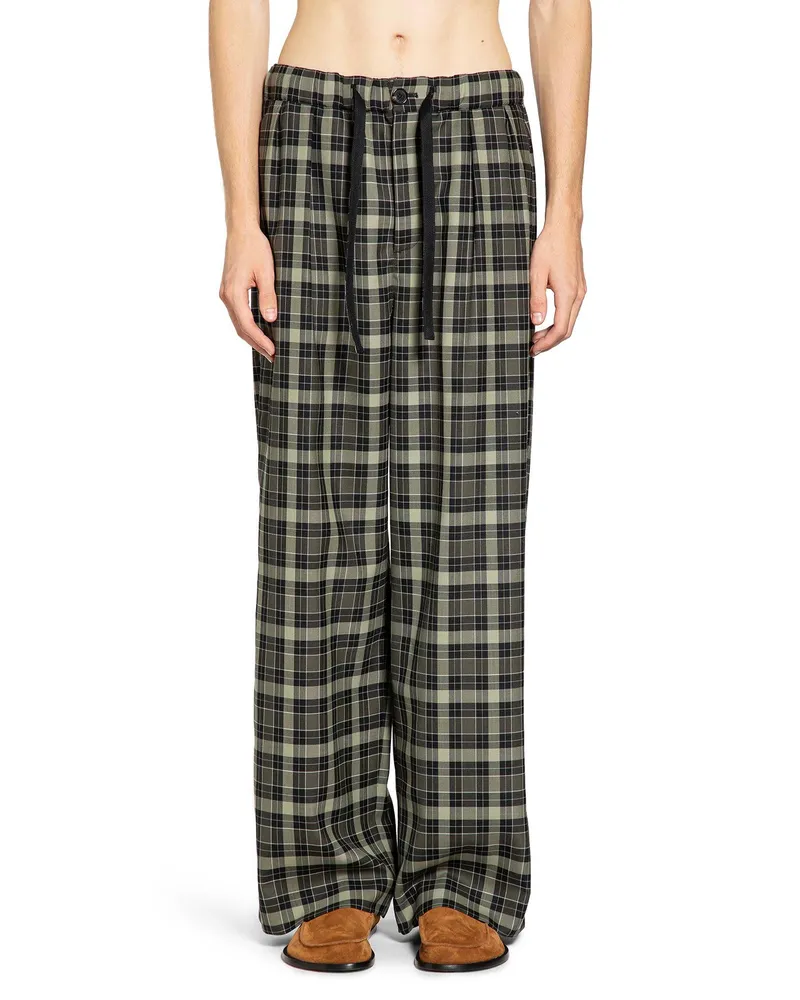 Loewe Wool Blend Straight Leg Pants Green