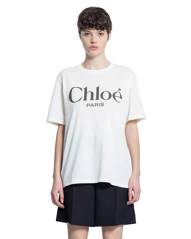 Chloé Cotton Jersey Logo Oversize T-Shirt White