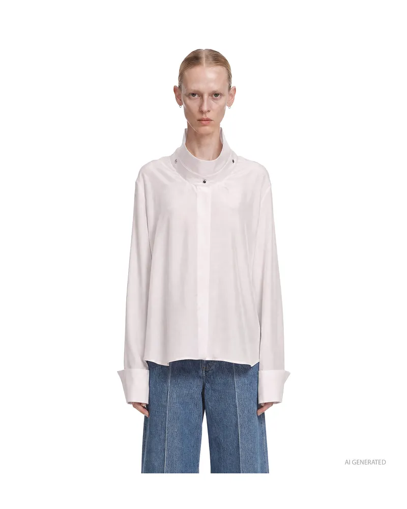 Givenchy Deconstructed Collar Shirt White
