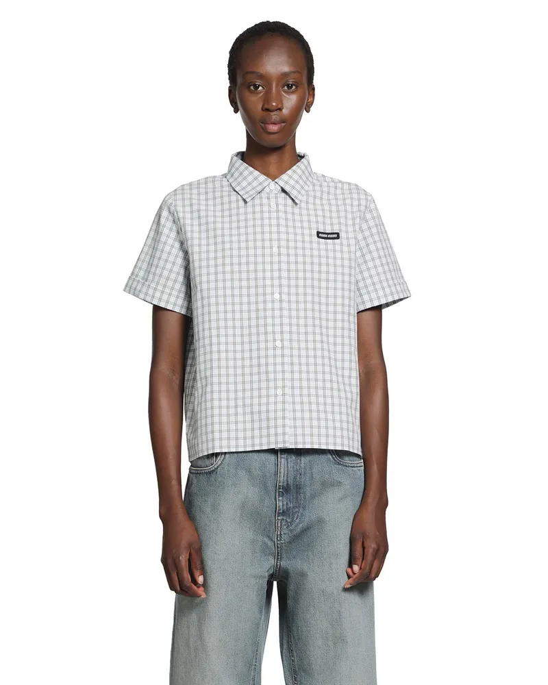 Miu Miu Checked Poplin Shirt Green