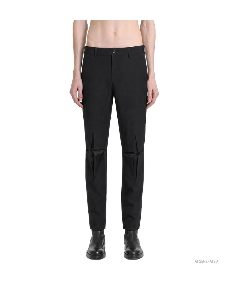 Comme des Garçons Cut-Out Skinny Wool Trousers Black