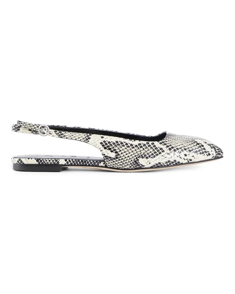 aeyde Geraldine Snake Print Slingback Flats Black&white