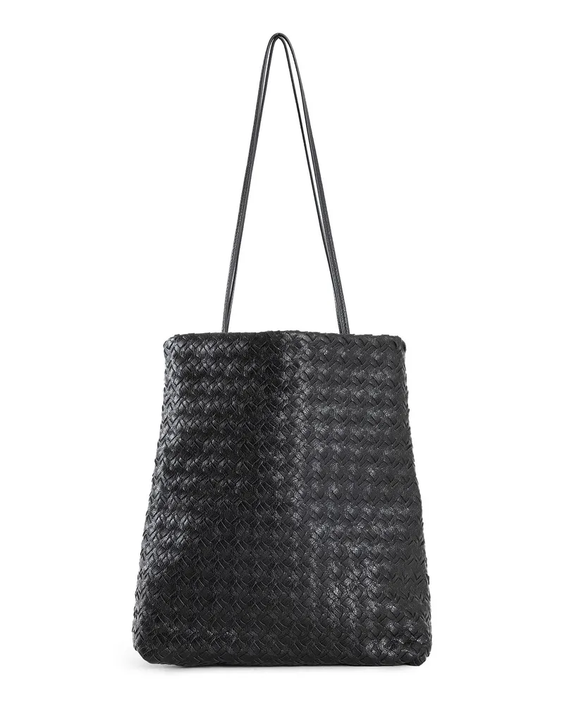 The Row Lilou Woven Bag in Leather Black