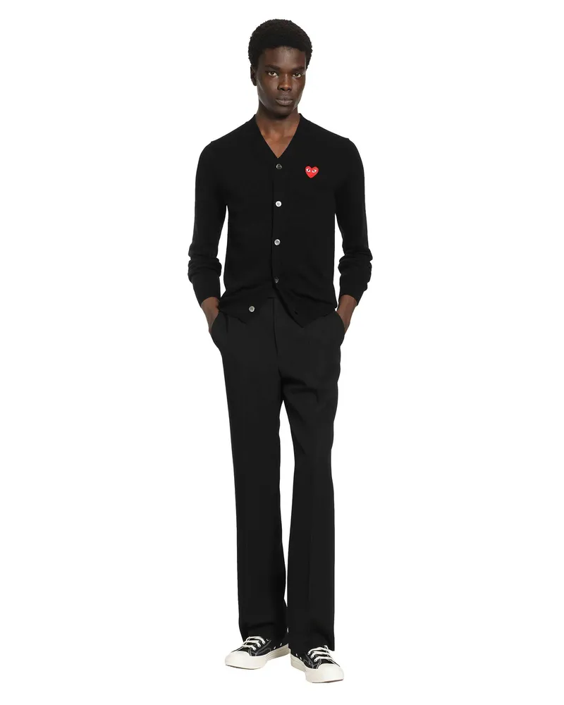 Comme des Garçons Heart Wool Cardigan Black