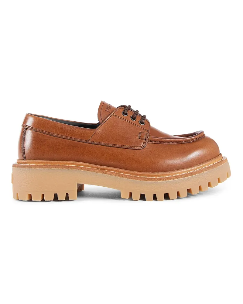Prada Mocassini in pelle intrecciata Brown