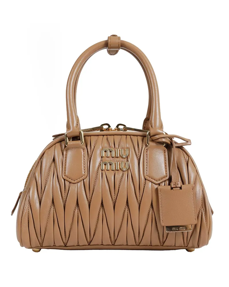 Miu Miu Arcadie Matelassé Nappa Leather Bag Brown