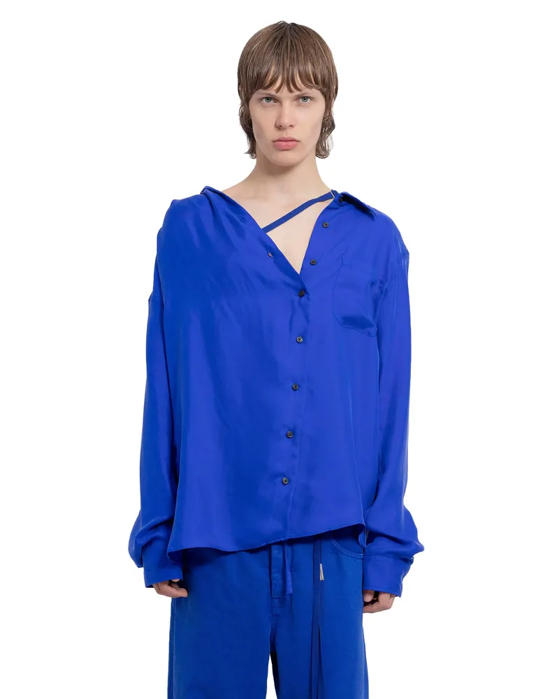 Ann Demeulemeester Amatus Dropped Shoulder Shirt Blue