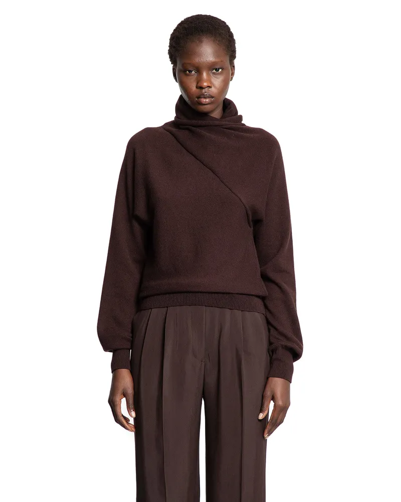 Tom Ford Wrap Collar Sweater Brown