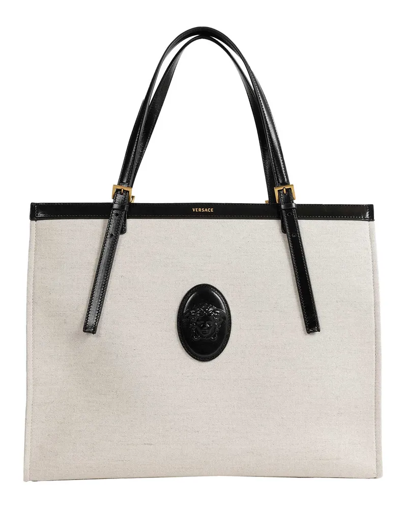 Versace Rivière Large Canvas Tote Bag Beige