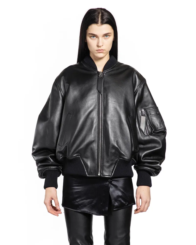 ATTICO Leather Bomber Jacket Black