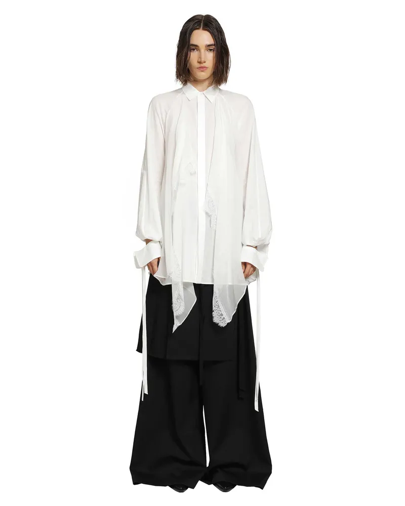 Ann Demeulemeester Sini Shirt with Silk Crepon Drap White