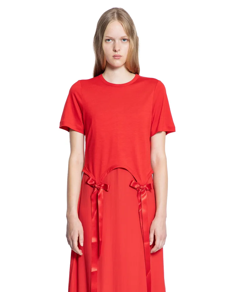 Simone Rocha Bow Tail Easy T-Shirt Red