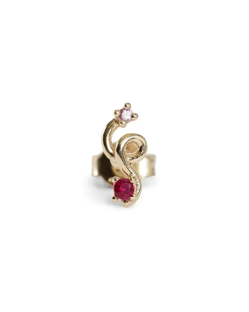 Bea Bongiasca Orecchino Singolo Mini Loop con Due Pietre Gold