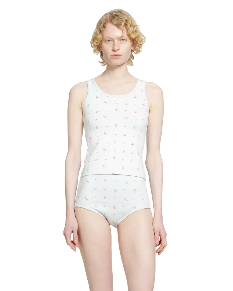 Prada Bouquet Print Tank Top Blue
