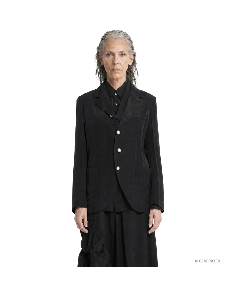 Comme des Garçons Layered Wool and Taffeta Blazer Black