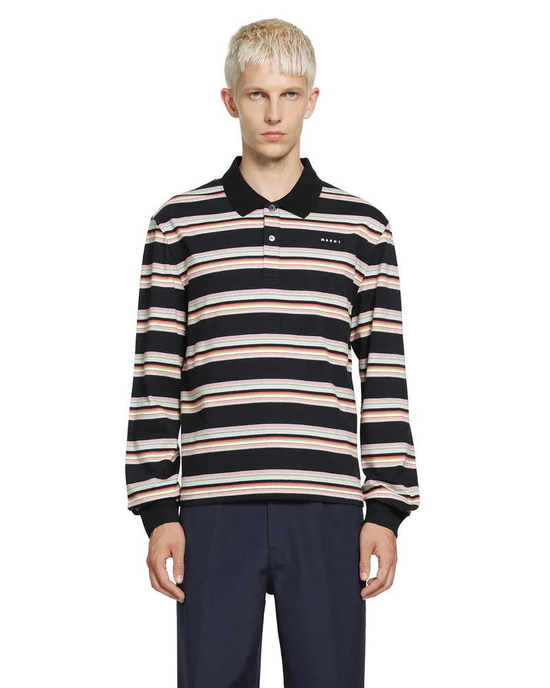 Marni Striped Cotton Polo Shirt Multicolor