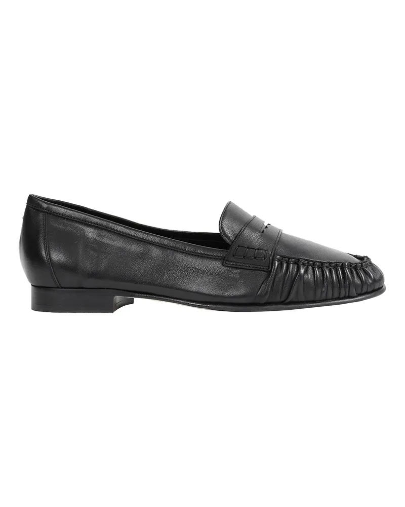 aeyde Aldous Ruched Penny-Slot Loafers Black