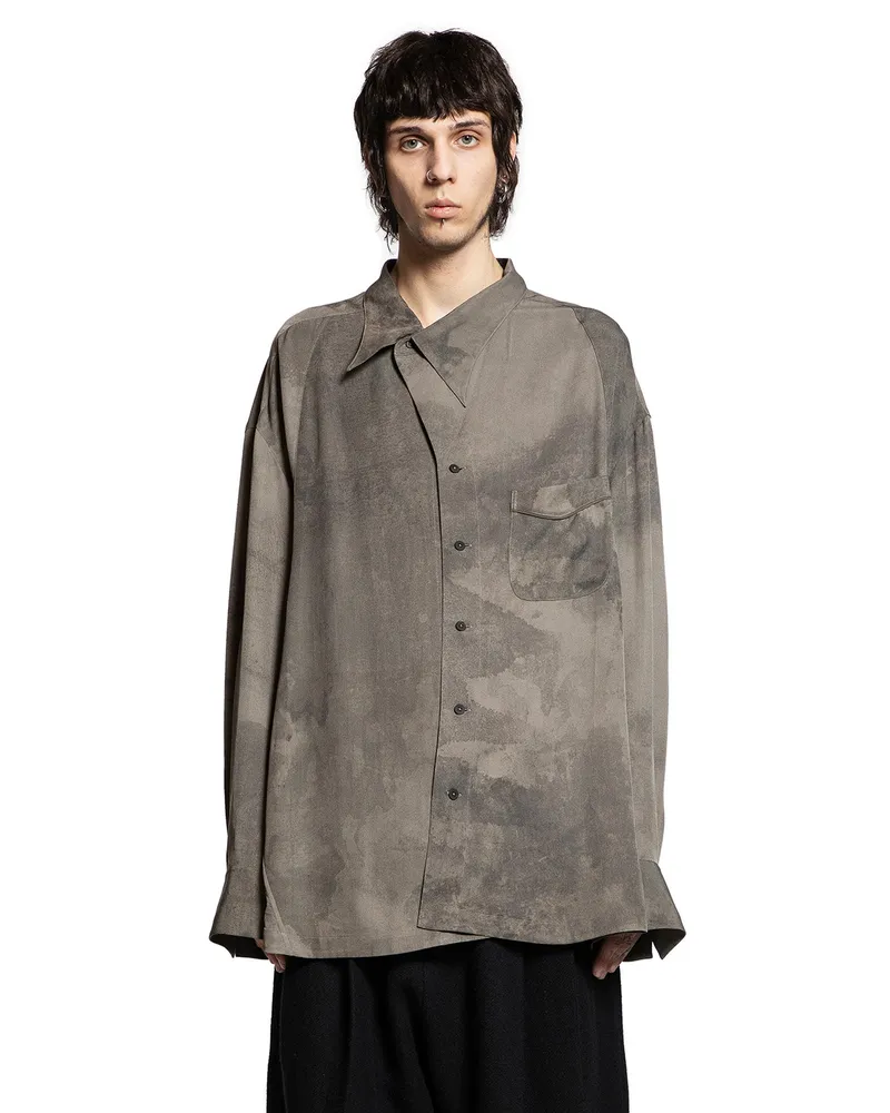 Ziggy Chen Reversed Digital Print Oversize Shirt Grey