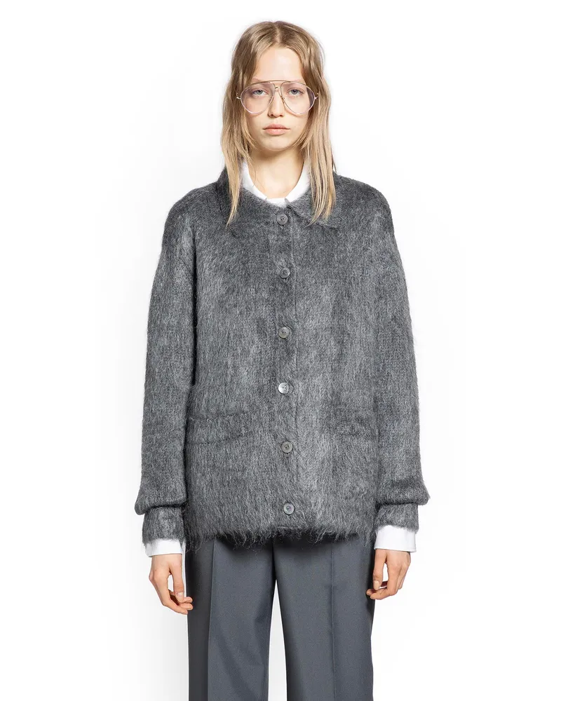 Gucci Brushed Extra Fine Mohair Cardigan Grey