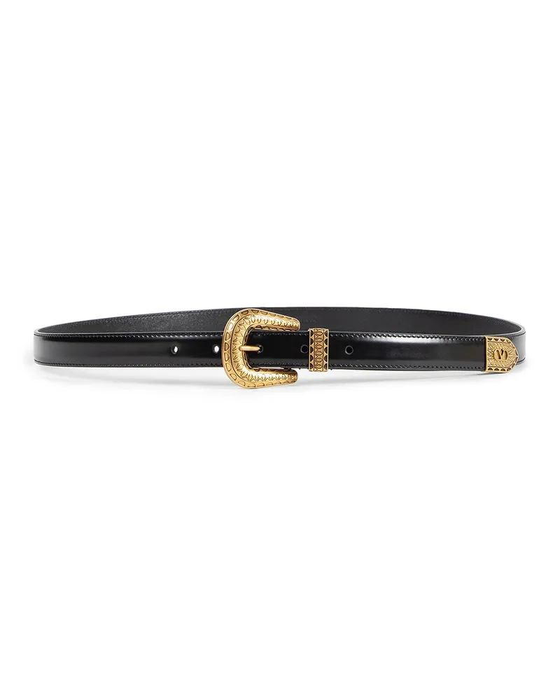 Valentino Garavani Vlogo Brushed Calfskin Belt 20 MM Black