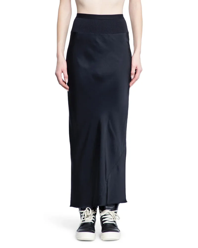 Rick Owens Hollywood Calf Bias Skirt in Washed Charmeuse Black