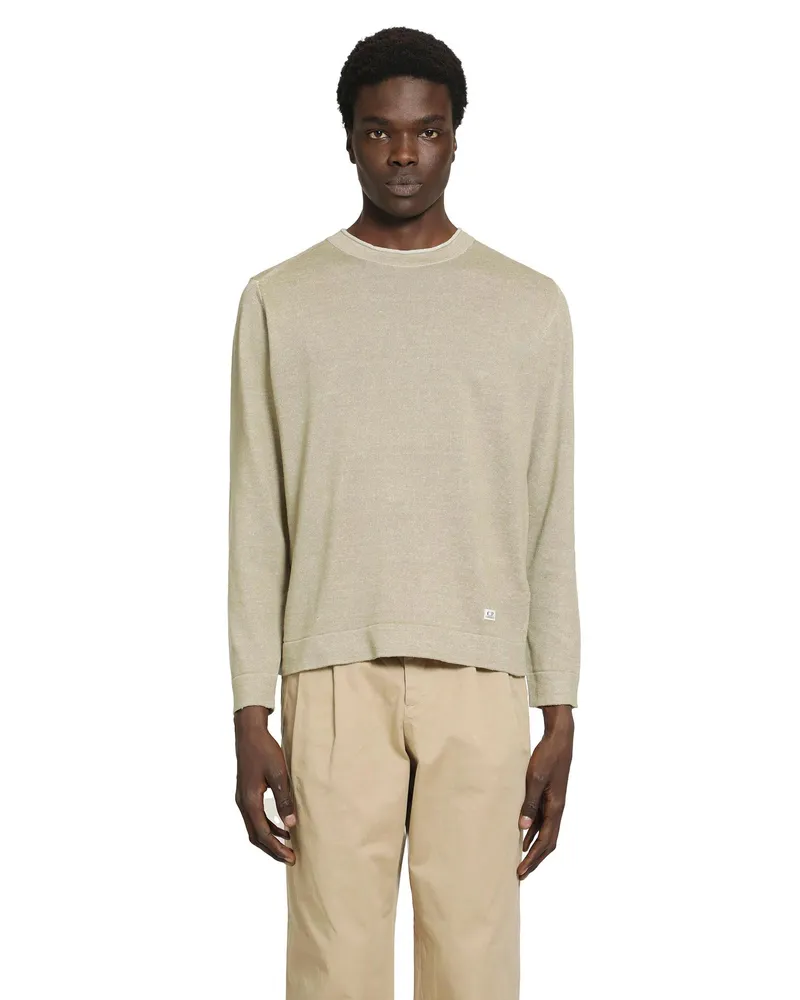 C.P. Company Linen Blend Crewneck Sweater Beige