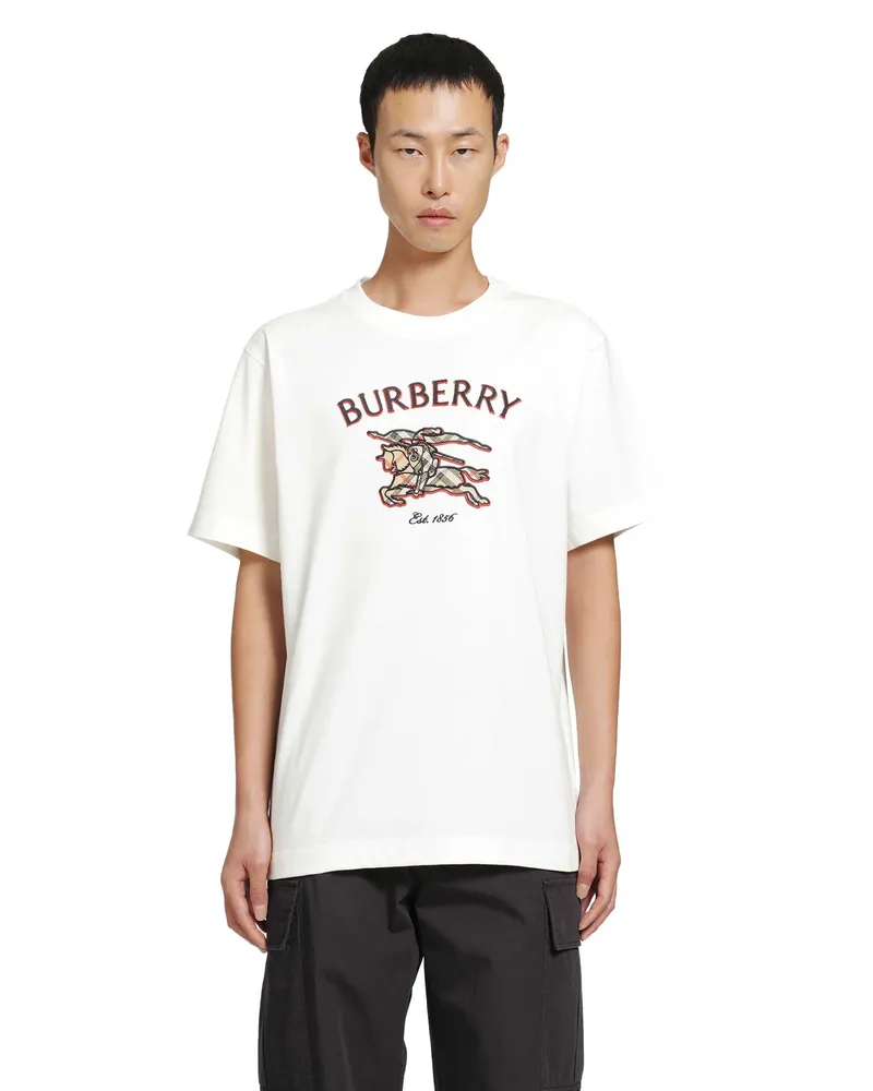 Burberry Knight Check Cotton T-Shirt White