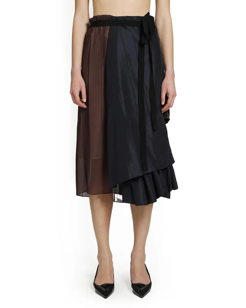 Prada Faille Patchwork Skirt Blue