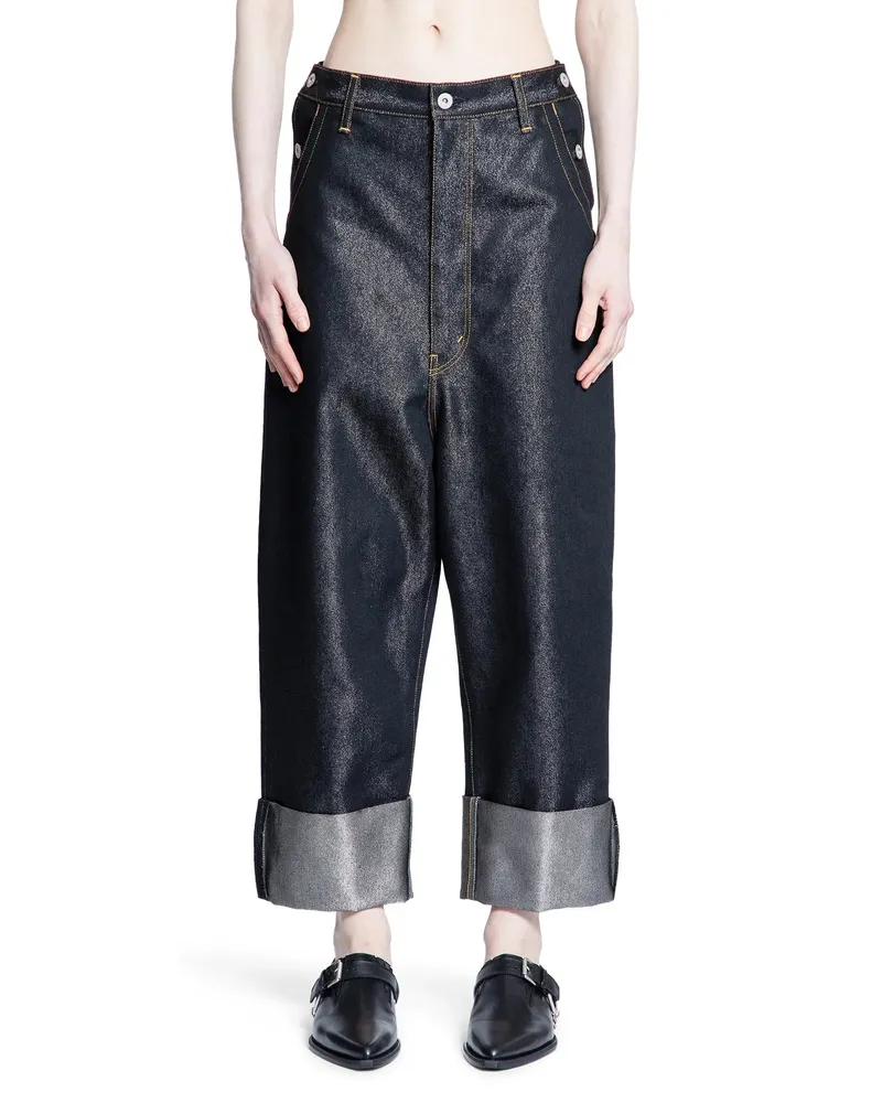 Junya Watanabe Jeans con risvolto in cotone cupro poliestere Black
