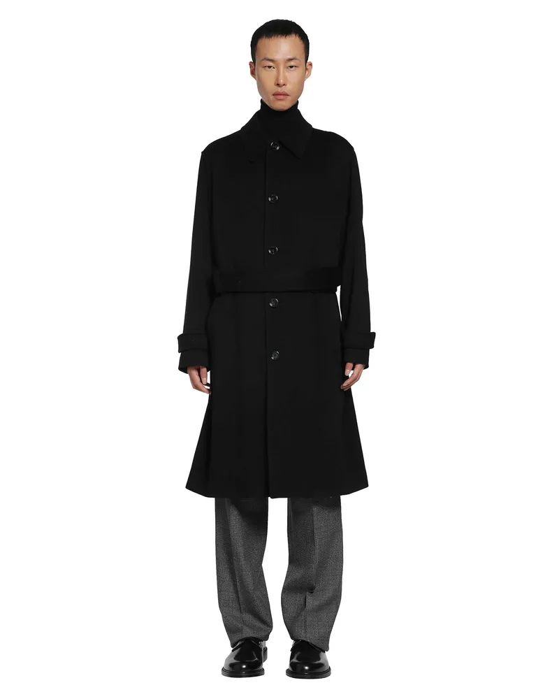 LARDINI Cashmere Trench Coat Black