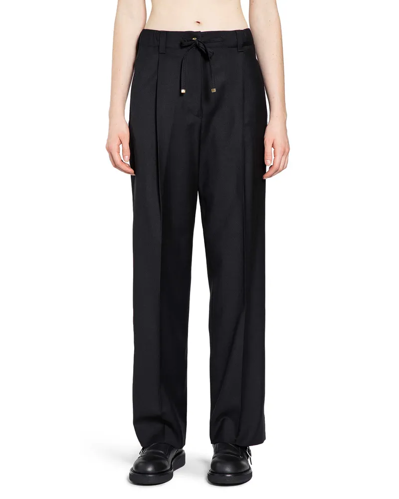 Moncler Wool Gabardine Tailored Pants Black