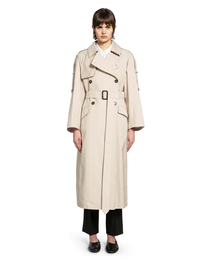 Max Mara Wide Water-repellent Twill Trench Coat Beige