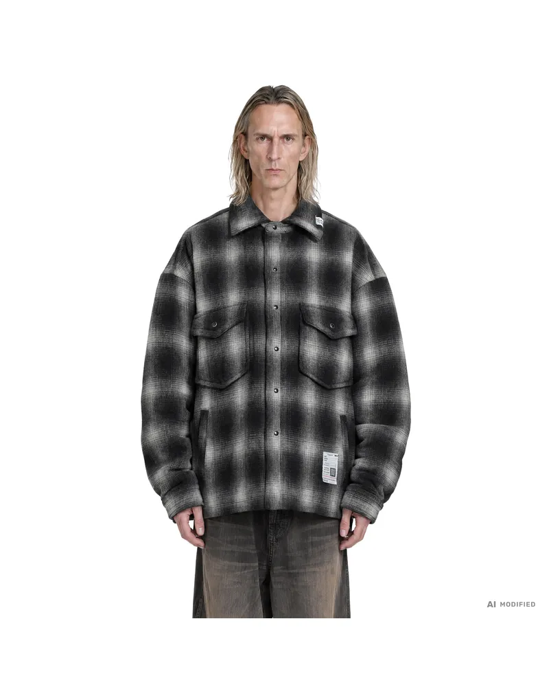MIHARAYASUHIRO Check Puffer Overshirt Black