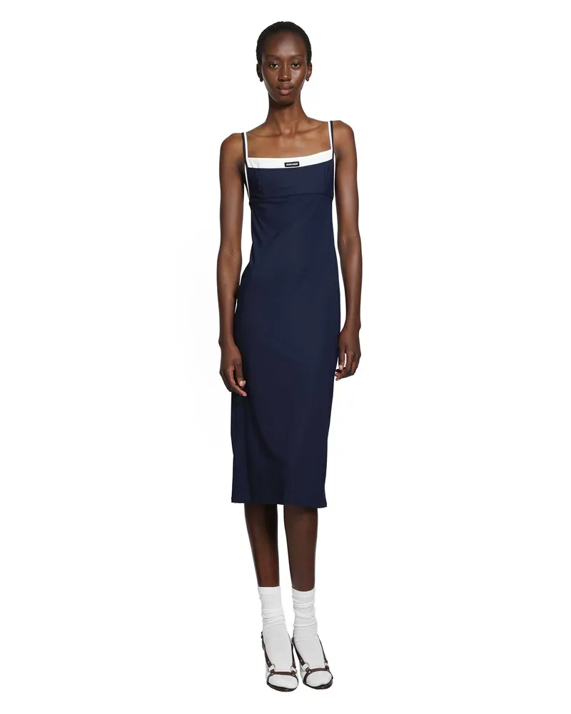 Miu Miu Stretch Jersey Mdi Dress Blue