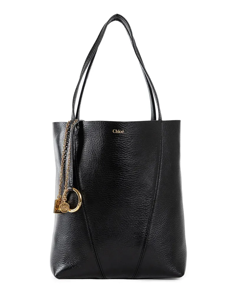 Chloé Spin tote bag in Grained Leather Black