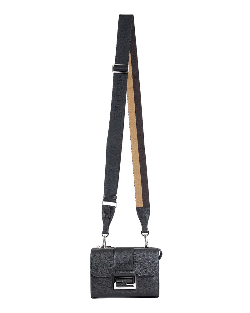 Fendi Double Baguette Leather Bag Black