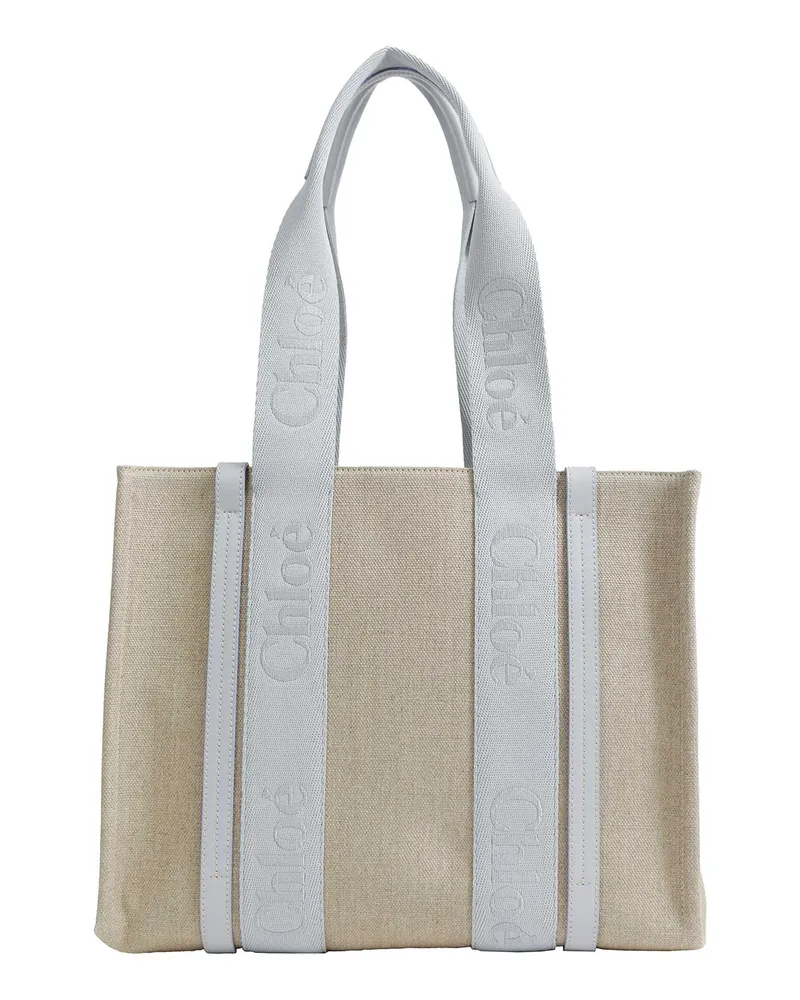 Chloé Woody Tote Bag in Linen Beige