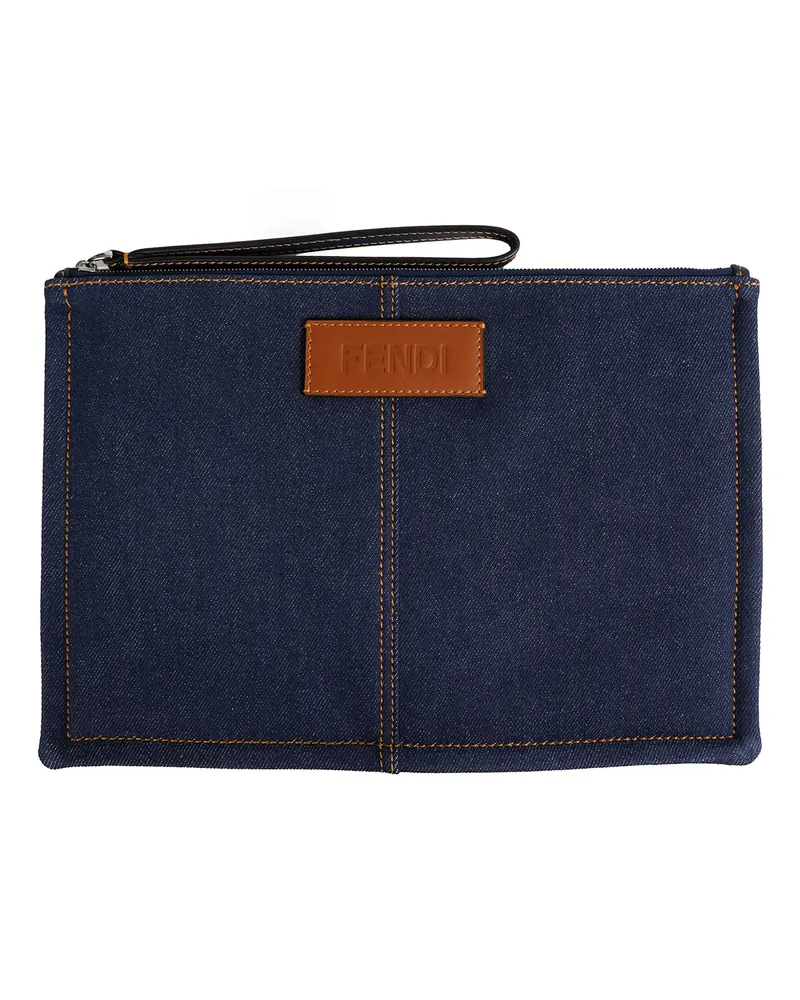 Fendi FF Medium Flat Pouch Blue