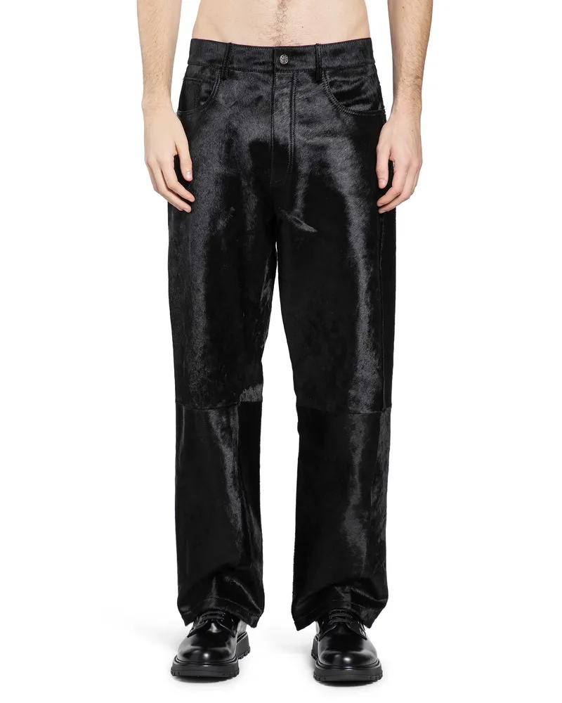 Sunflower Wide Twist Cowhide Pants Black