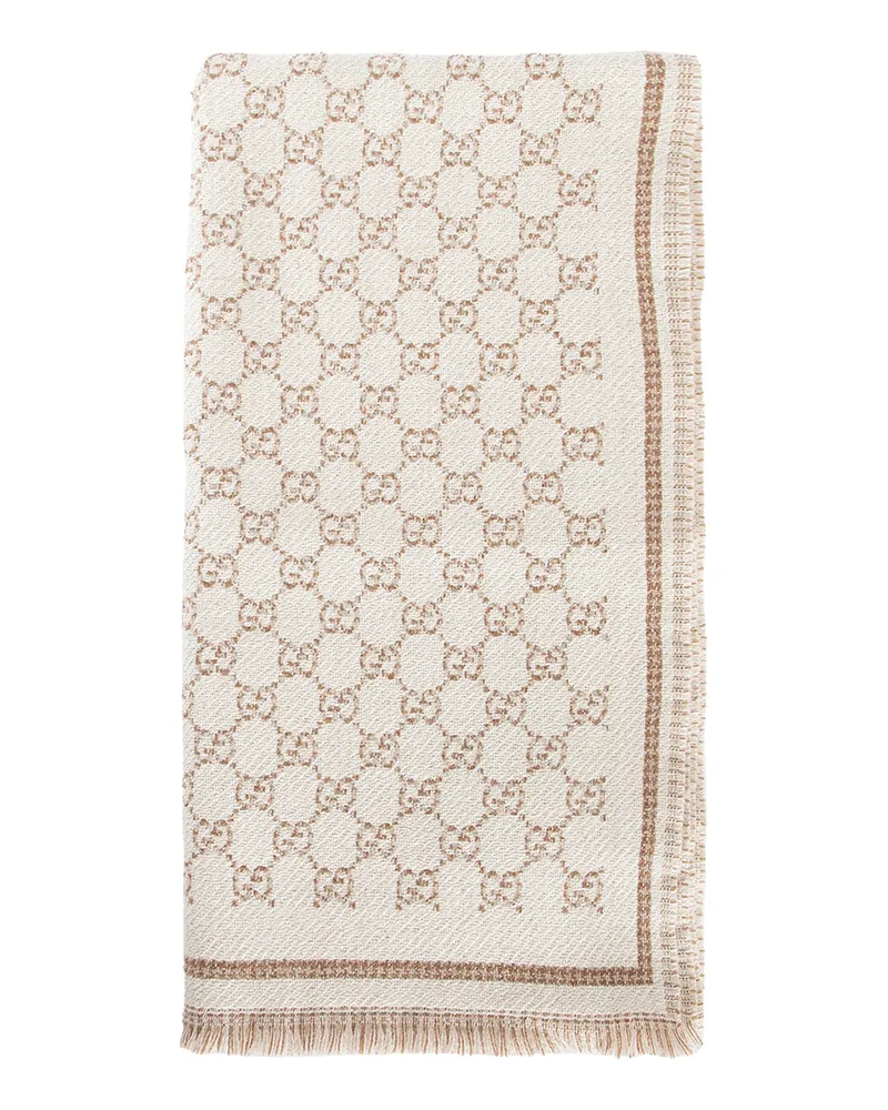 Gucci GG Wool Blend Scarf Beige