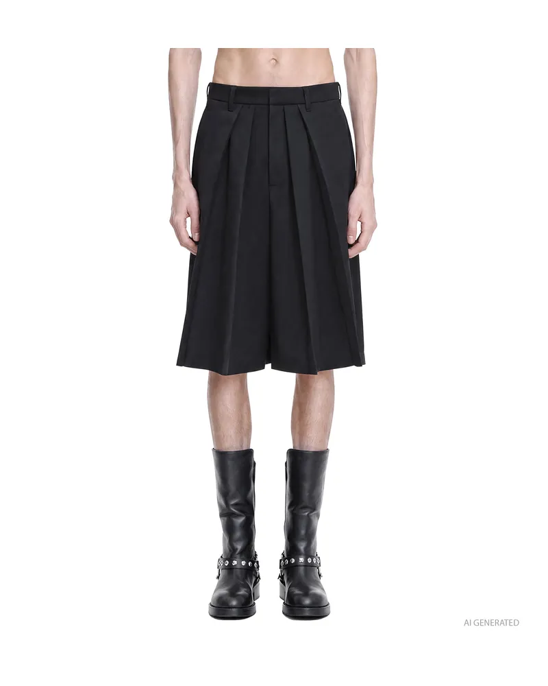Ann Demeulemeester Charley Pleated Wool Shorts Black