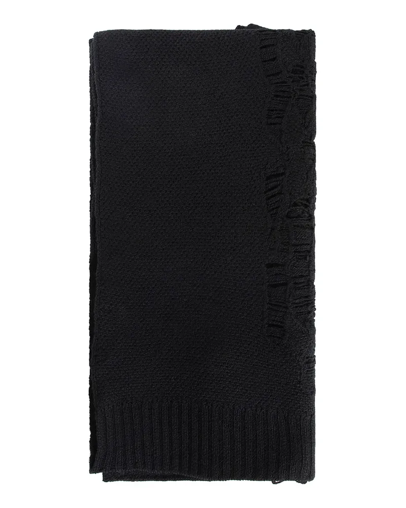 Ann Demeulemeester Pal Destroyed Seed Stitch Scarf Black